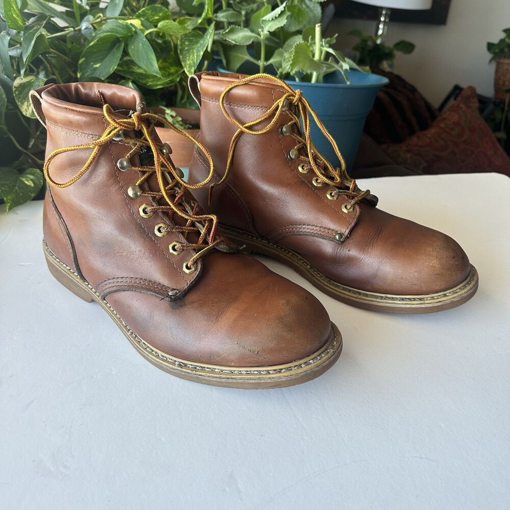Vtg Carolina #367 Men's 10.5 6" Leather Work Boots DRYZ Pillow Cushion Insole